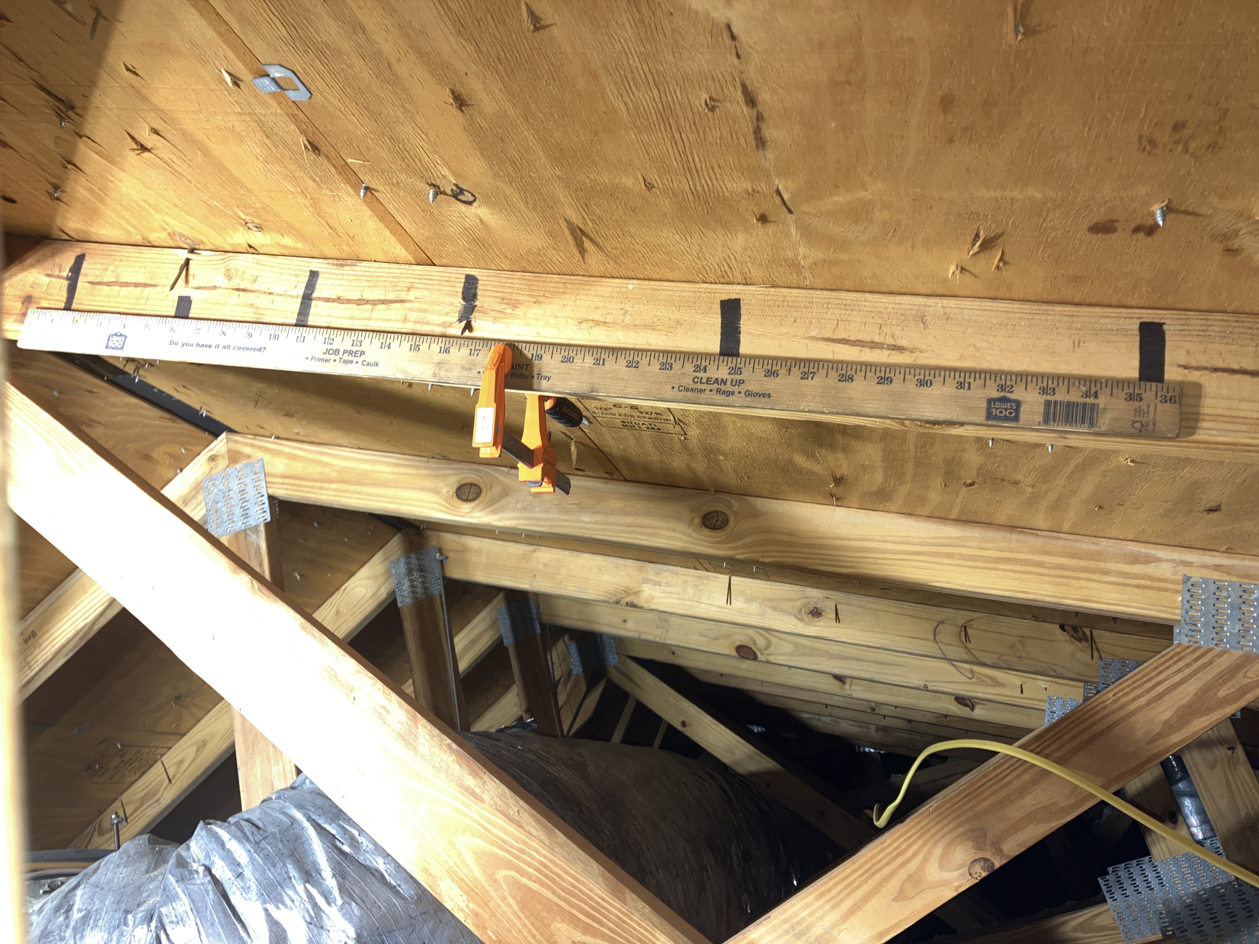 Roof deck nail spacing measured during wind mitigation inspection Hernando County